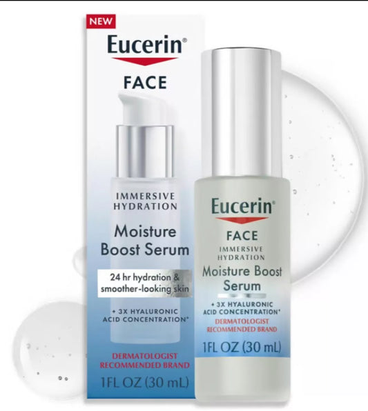 Eucerin Moisture Boost Serum with 3x Hyaluronic Acid | 24Hr Hydration, 1 oz